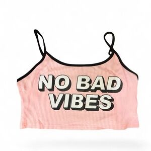 Pink 'No Bad Vibes' Crop Top